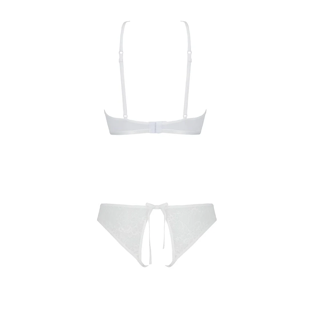 Комплект із бра, трусиків з ажурним декором та відкритим кроком Passion URSULA SET S/M, white - Зображення 4