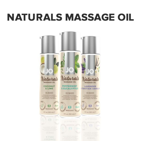 Масажна олія JO Naturals Massage Oil Peppermint & Eucalyptus з ефірними оліями (120 мл) - Зображення 5