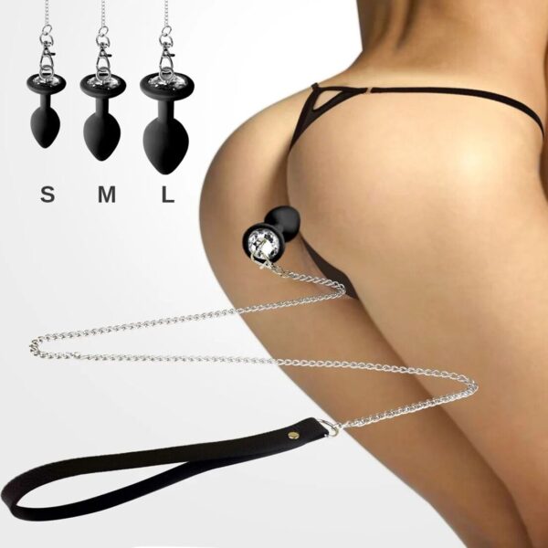 Силіконова анальна пробка Art of Sex Metal Anal Plug with Leash size S з повідцем Black - Зображення 3