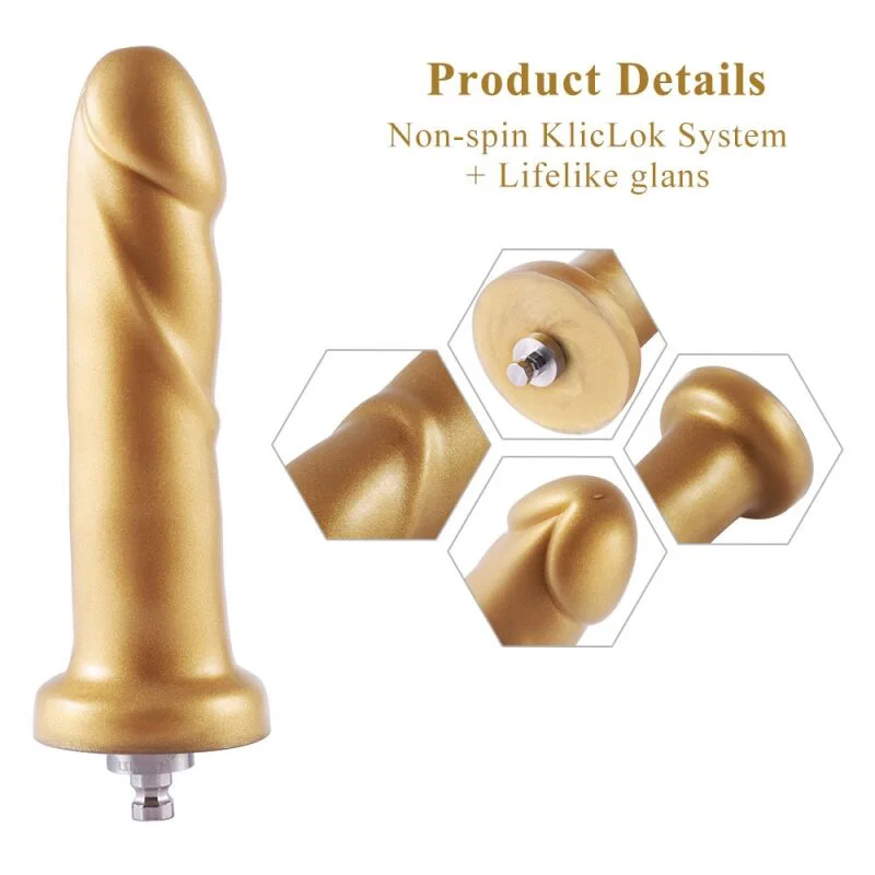 Золотий фалоімітатор Hismith 6.8″ Golden Silicone Dildo, система KlicLok - Зображення 2
