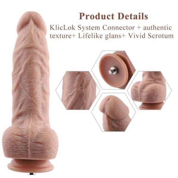 Гнучкий фалоімітатор для секс-машин Hismith 9.25″ Silicone Dildo, система KlicLok - Зображення 2