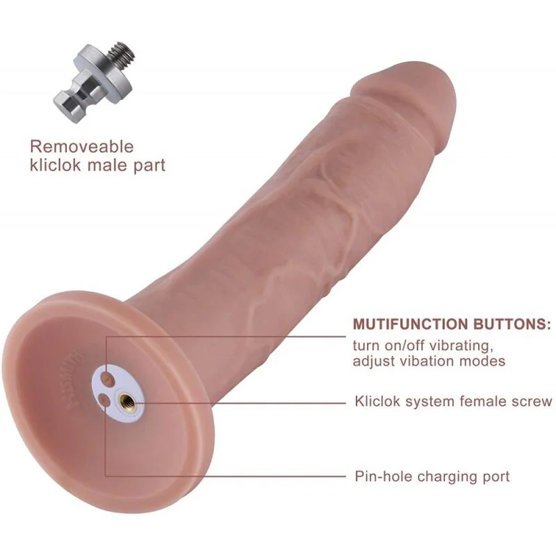 Фалоімітатор 10.2″ з вібрацією для секс-машин Hismith Silicone Dildo with Vibe, KlicLok, пульт ДК - Зображення 2