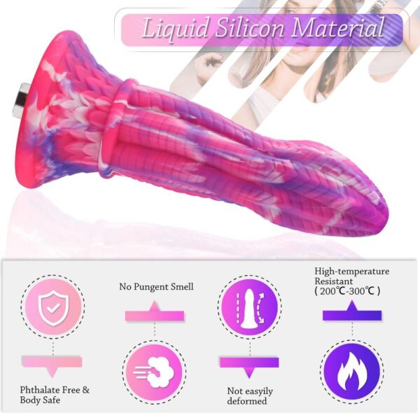 Фалоімітатор для секс-машин Hismith 10.3″ Silicone Monster Dildo Series, KlicLok та присоска - Зображення 4