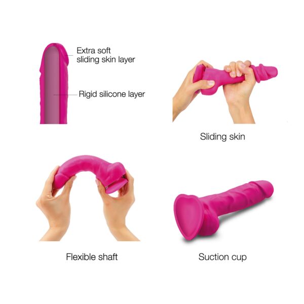 Реалістичний фалоімітатор Strap-On-Me Sliding Skin Realistic Dildo Fuchsia M, ефект рухливої шкіри - Зображення 3