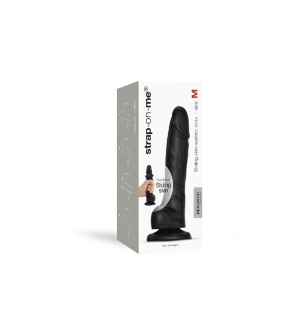 Реалістичний фалоімітатор Strap-On-Me Sliding Realistic Skin Dildo Black M, ефект рухливої шкіри - Зображення 8