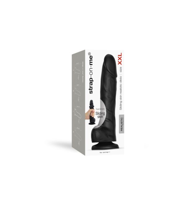 Реалістичний фалоімітатор Strap-On-Me Sliding Skin Realistic Dildo Black XXL, ефект рухливої шкіри - Зображення 8