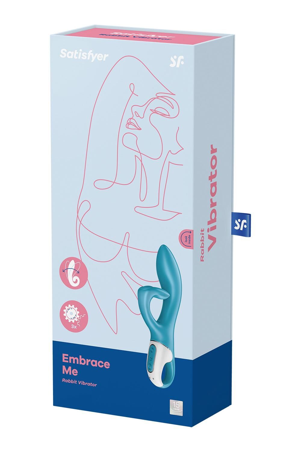 Вібратор-кролик із потрійним відростком Satisfyer Embrace me Turquoise, 2 мотори, діаметр 3,6 см - Зображення 7