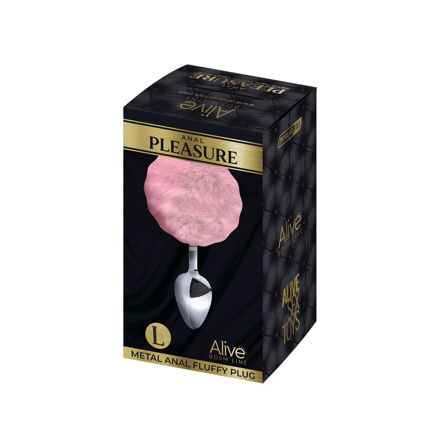 Металева анальна пробка Кролячий хвостик Alive Fluffy Plug L Pink, діаметр 3,9 см - Зображення 2