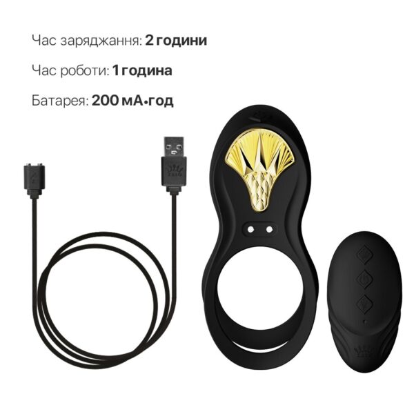 Смарт-ерекційне кільце Zalo - BAYEK Obsidian Black, подвійне з ввідною частиною, пульт ДК - Зображення 6