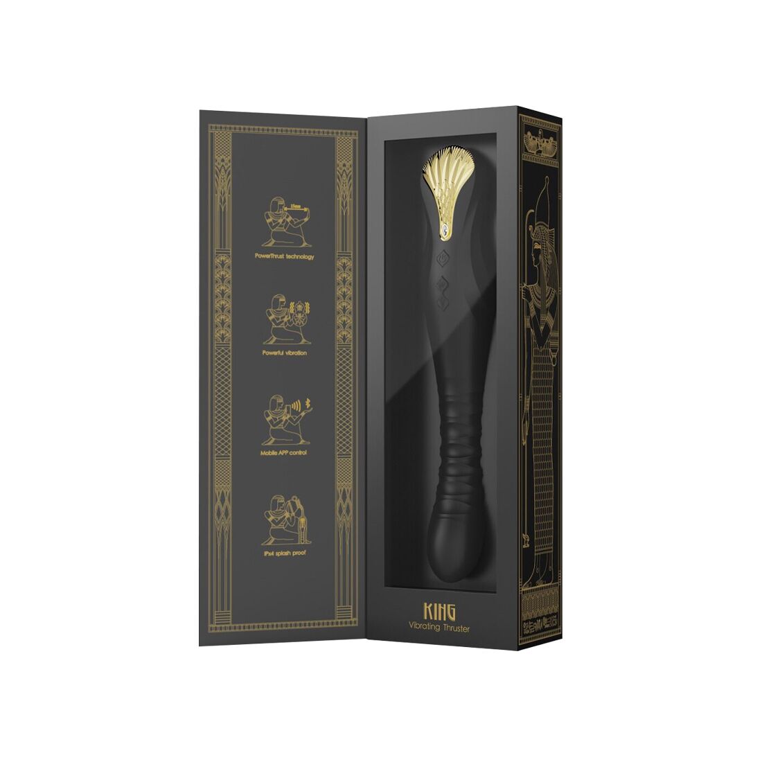 Смартвібратор-пульсатор Zalo — King Obsidian Black, кристал Swarovski - Зображення 11