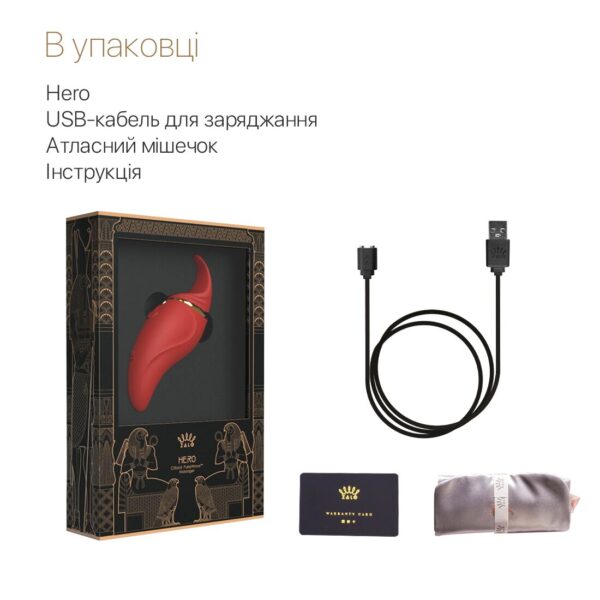 Вібратор 2в1 з язичком Zalo — Hero Wine Red, кристал Swarovski - Зображення 7