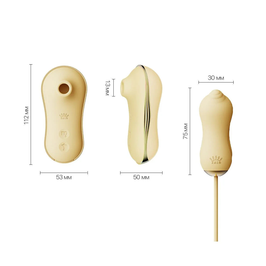 Набір 2в1 Zalo — UNICORN Yellow, віброяйце + вакуумний стимулятор - Зображення 2