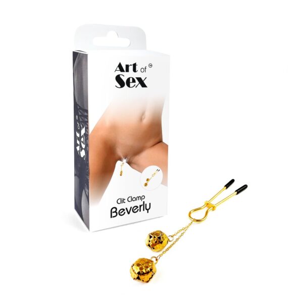 Затискач для клітора з бубонцями Art of Sex - Beverly clit clamp, Золото - Зображення 4