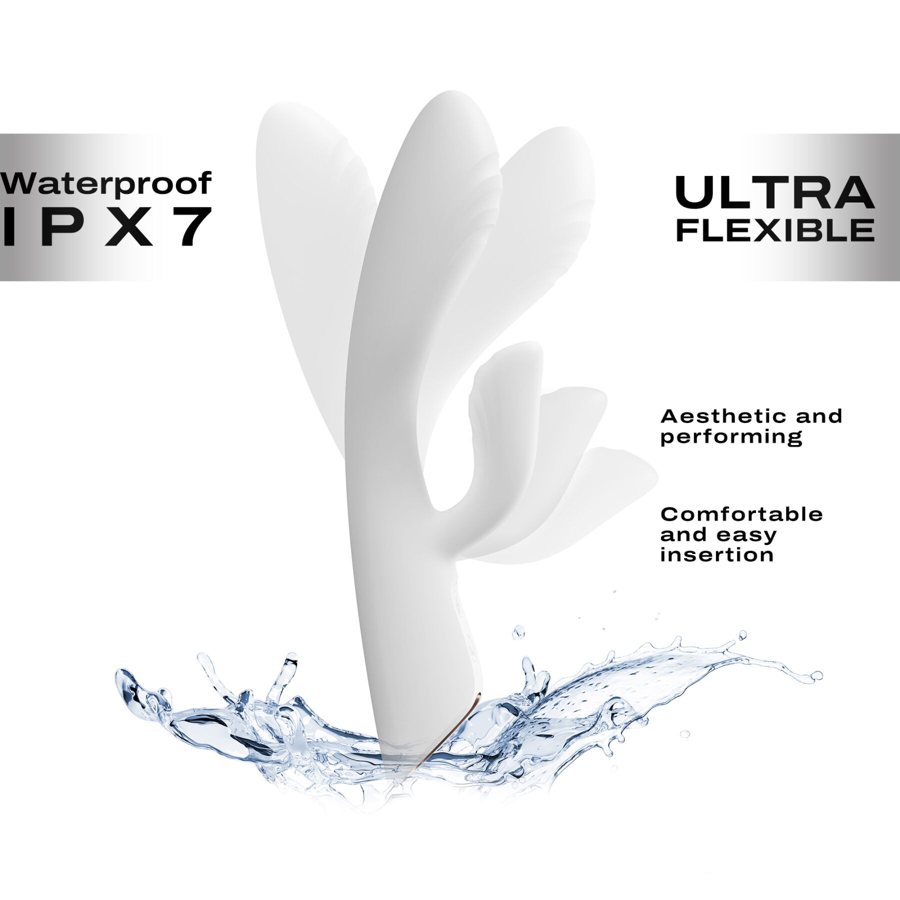 Вібратор-кролик з підігрівом Dorcel FLEXI RABBIT WHITE, гнучкий стовбур - Зображення 3