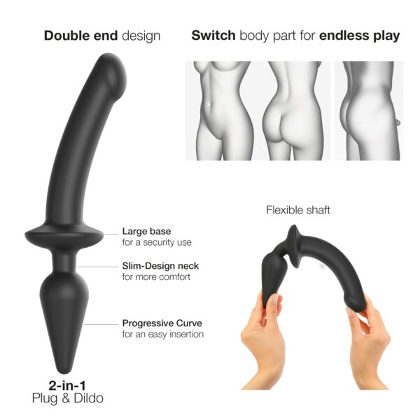Анальна пробка з дилдо 2в1 Strap-On-Me SWITCH PLUG-IN DILDO Black S, діаметр 3,3/2,9 см - Зображення 2