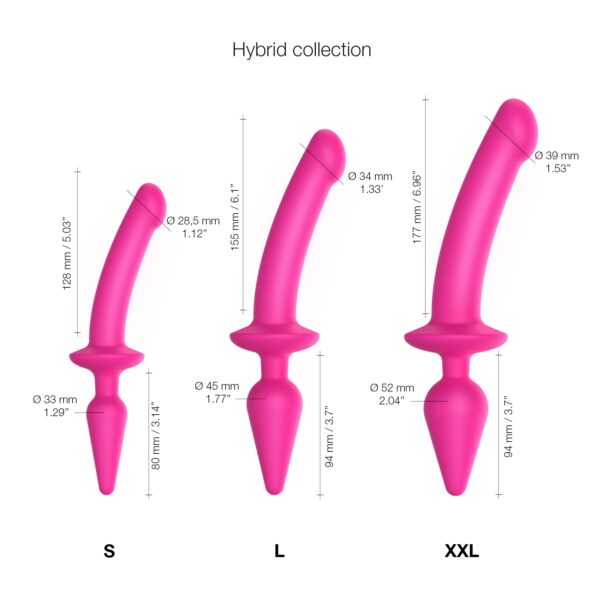 Анальна пробка з дилдо 2в1 Strap-On-Me SWITCH PLUG-IN DILDO Fuchsia L, діаметр 4,5/3,4 см - Зображення 4