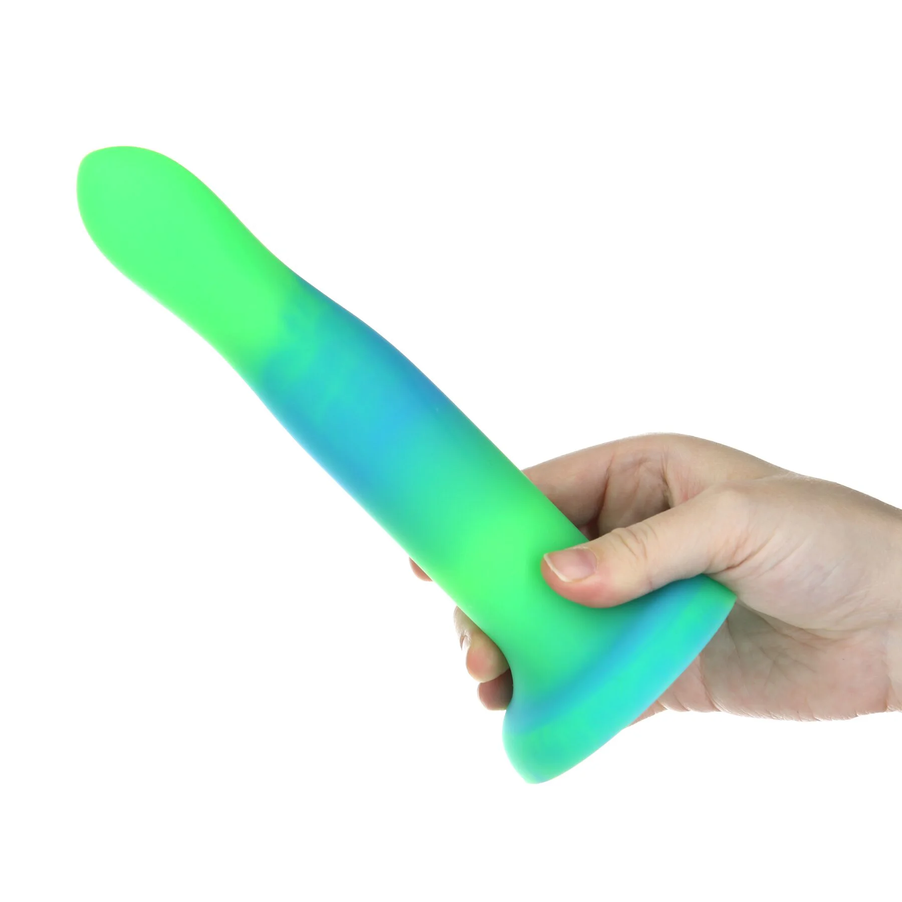Фалоімітатор, що світиться в темряві, ADDICTION Rave 8″, Glow in the Dark Dildo Blue Green, 20,3 см - Зображення 5
