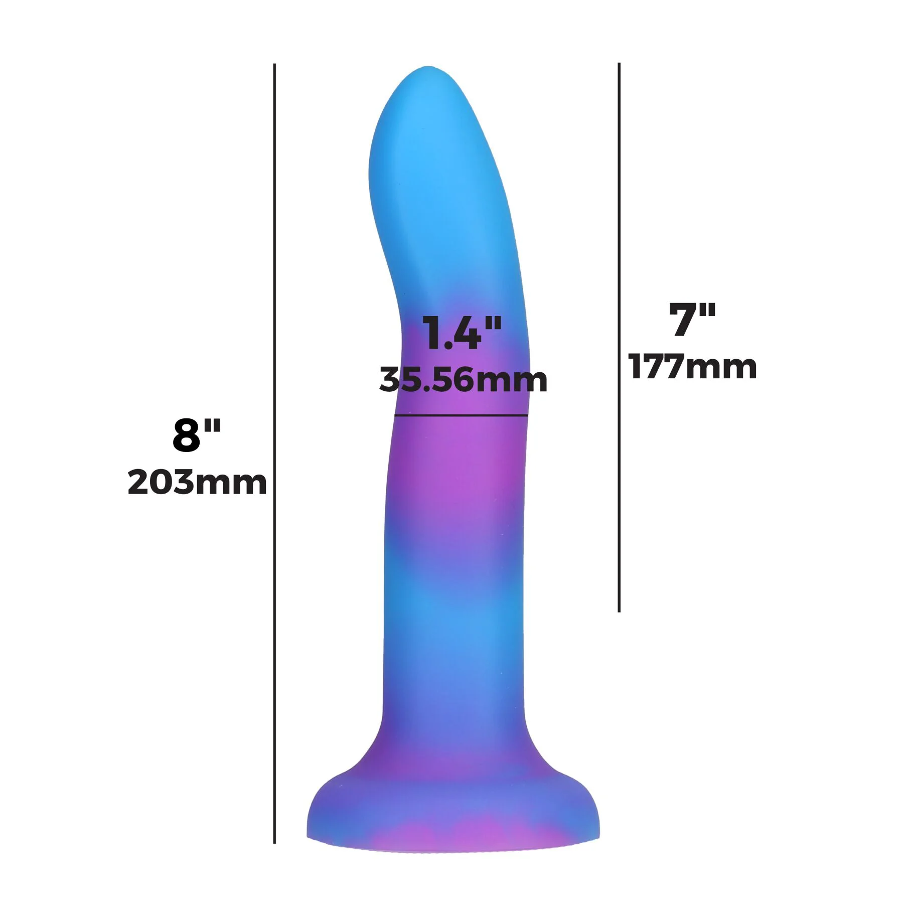 Фалоімітатор, що світиться в темряві, ADDICTION Rave 8″ Glow in the Dark Dildo Blue Purple, 20,3 см - Зображення 4