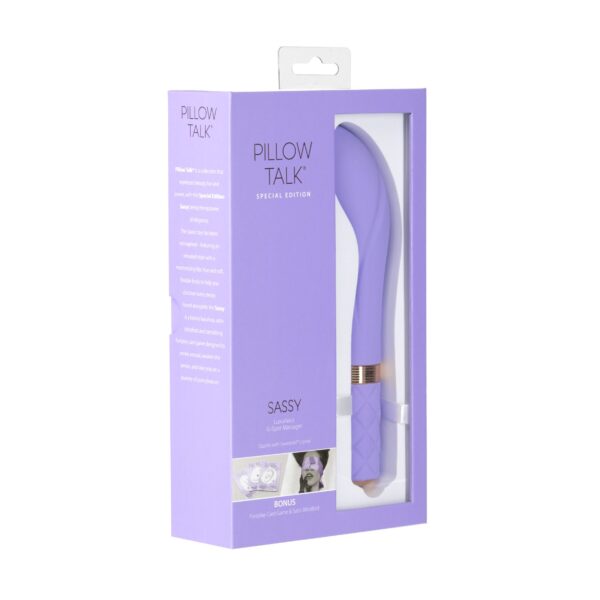 Розкішний вібратор Pillow Talk Sassy Purple Special Edition, Сваровскі, пов’язка на очі+гра - Зображення 11