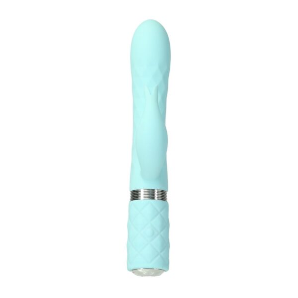 Розкішний кролик з ротацією та вібрацією Pillow Talk Lively Teal, кристал Сваровскі, потрійний відро - Зображення 6
