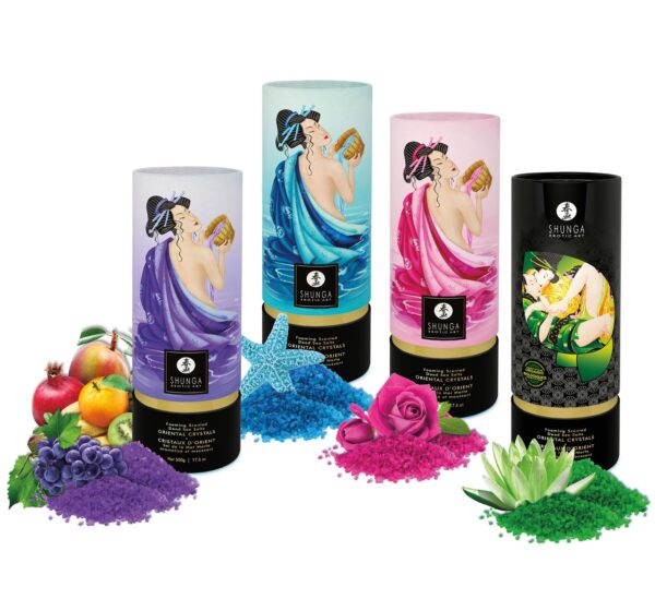 Пінлива сіль для ванни Shunga Dead Sea salt Oriental Crystals — Exotic Fruits (500 г), сіль Мертвого - Зображення 6