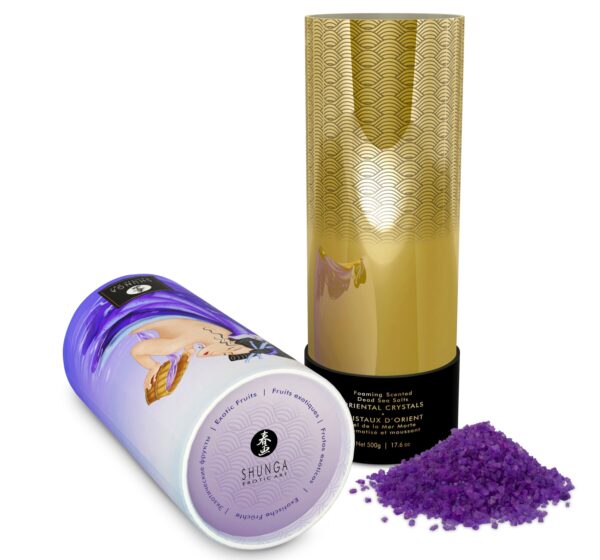 Пінлива сіль для ванни Shunga Dead Sea salt Oriental Crystals — Exotic Fruits (500 г), сіль Мертвого - Зображення 4