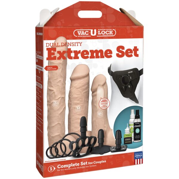 Набір для страпона Doc Johnson Vac-U-Lock Dual Density Extreme Set, діаметр: 7,72 см, 2×6,99 см - Зображення 5