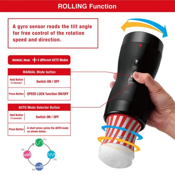 Автоматичний мастурбатор Tenga VACUUM GYRO ROLLER SET, ротація та вакуум, сумісний з Tenga Cup - Зображення 5