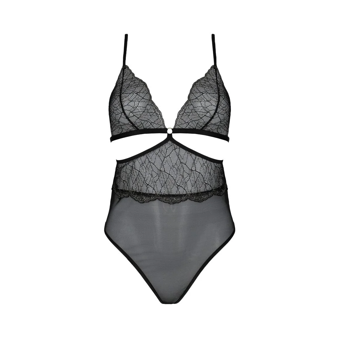 Боді Passion AMBERLY BODY 4XL/5XL black, асиметричний крій, мереживний ліф, золота нитка - Зображення 3