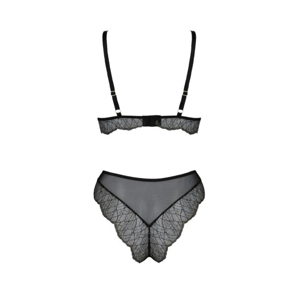 Комплект білизни Passion AMBERLY SET 6XL/7XL black, ліф, трусики бразиліана, люрексова нитка - Зображення 4