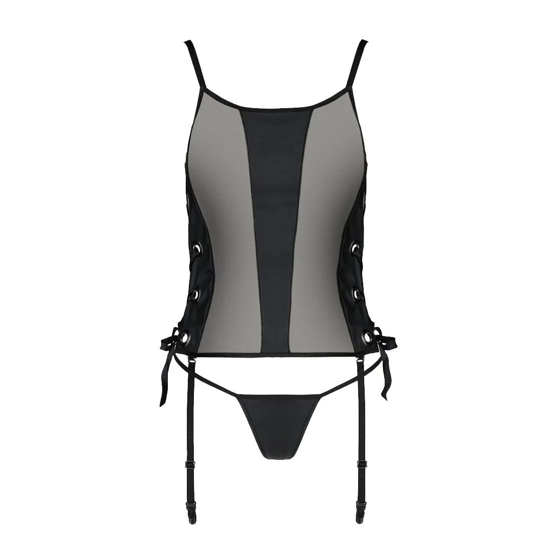 Сітчастий корсет з екошкіри Passion MALWIA CORSET 6XL/7XL Black - Зображення 3