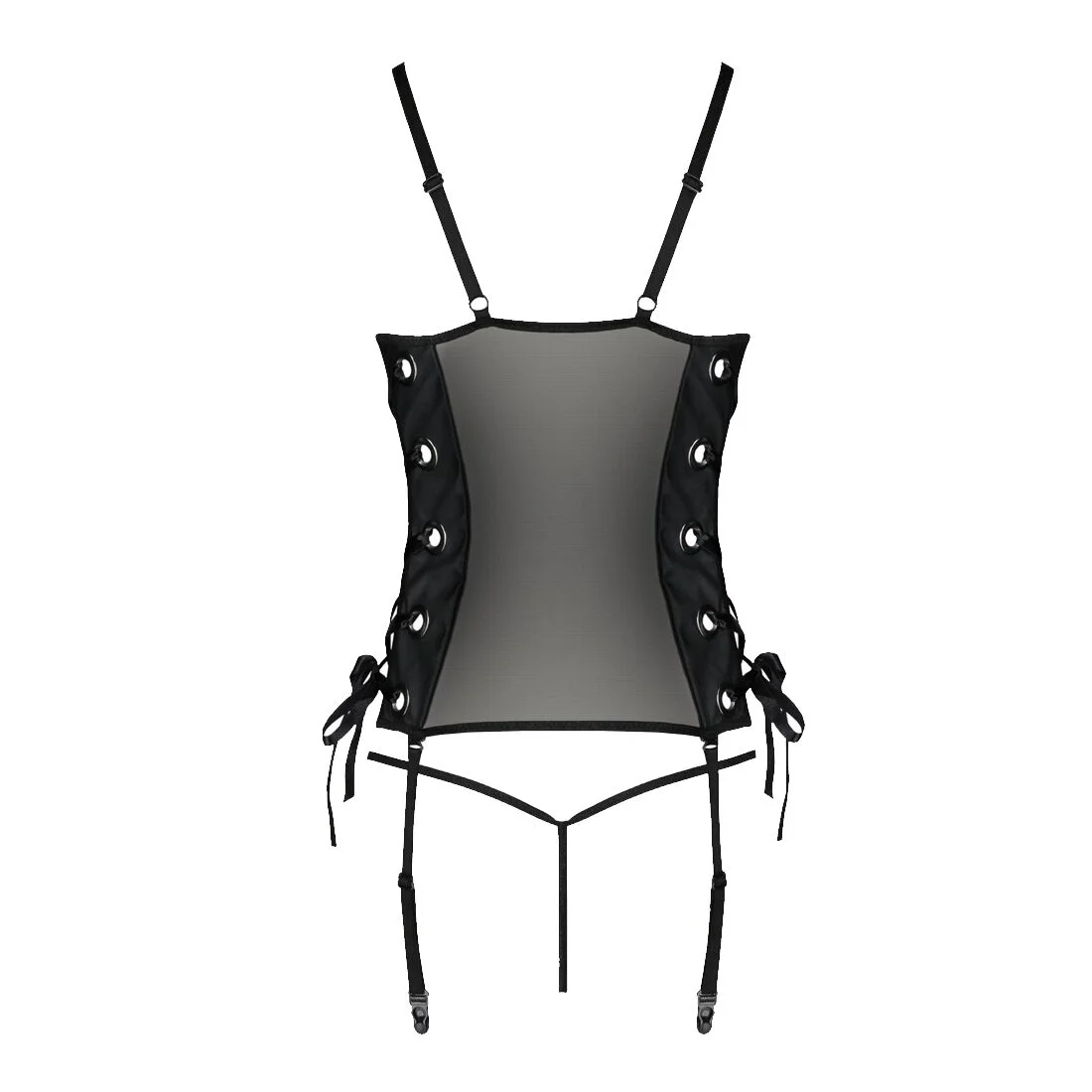 Сітчастий корсет з екошкіри Passion MALWIA CORSET 6XL/7XL Black - Зображення 4
