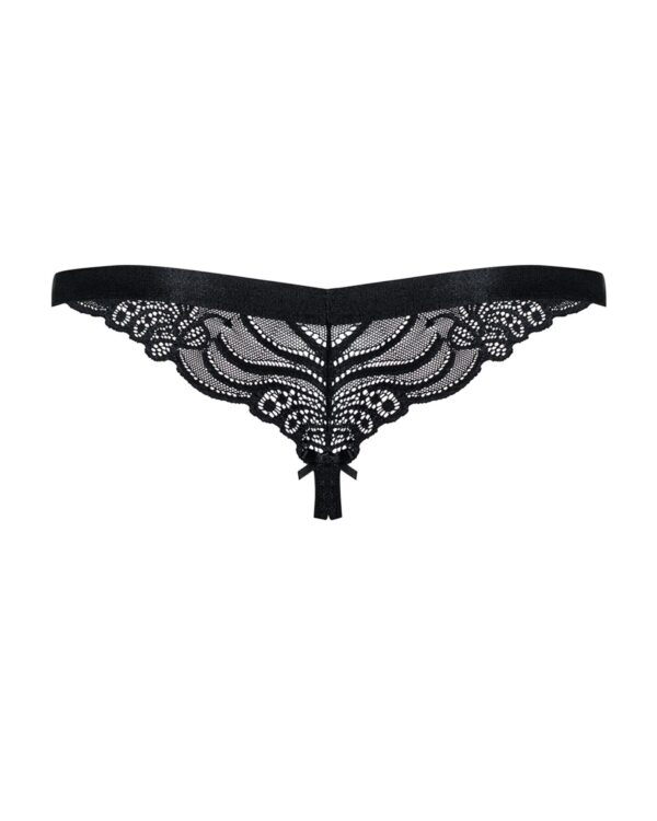 (SALE) Мереживні танги з доступом Obsessive 828-THC-1 crotchless thong L/XL, чорні - Зображення 6
