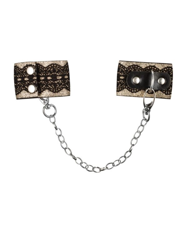 Наручники з блискітками та ланцюгом Obsessive A746 cuffs, чорно-золоті - Зображення 3