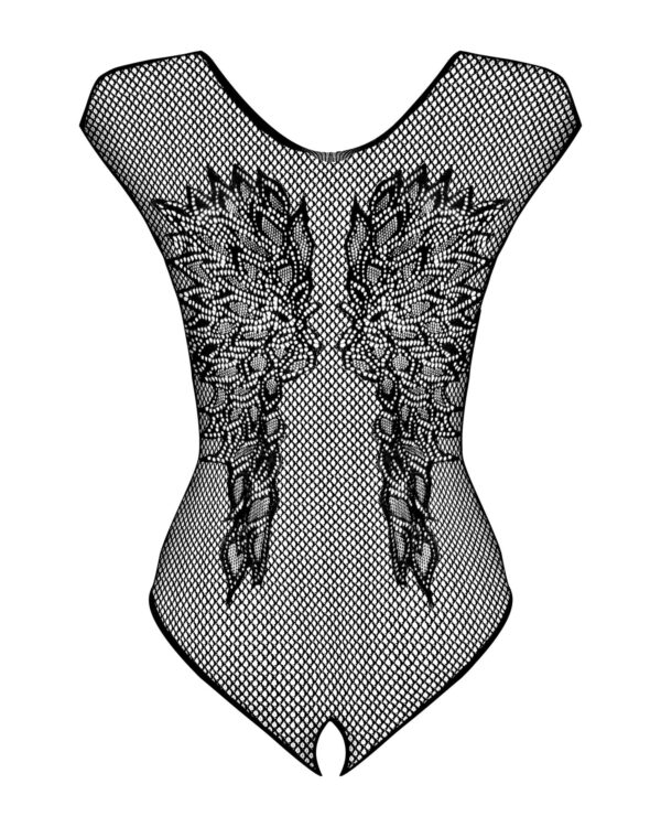 Бодістокінг із великої сітки з мереживом Obsessive B112 teddy S/M/L, чорний, з доступом - Зображення 5