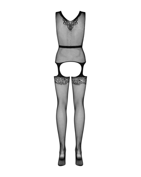 (SALE) Бодістокінг Obsessive Bodystocking F217 S/M/L, елегантний силуетний малюнок, імітація панчіх - Зображення 6