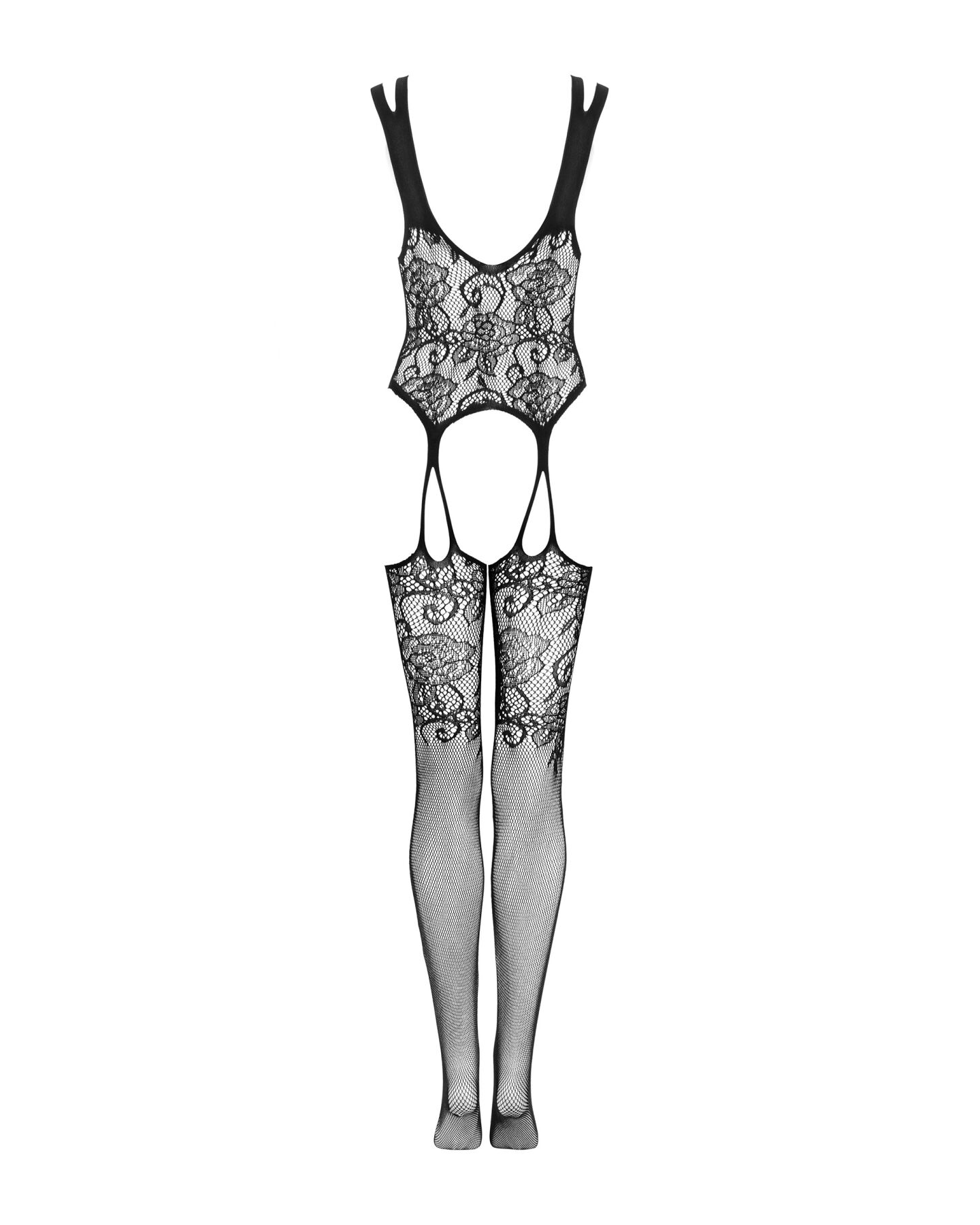 Бодістокінг Obsessive Bodystocking F237 XL/XXL, рослинне плетіння, імітація панчіх - Зображення 6