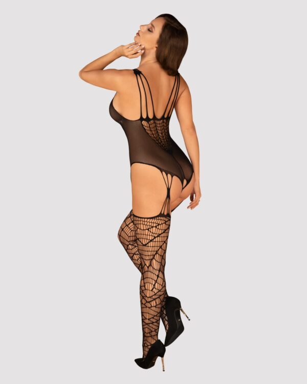 (SALE) Ажурний бодістокінг під павутину Obsessive Bodystocking G325 black S/M/L, чорний, комбінезон, імітац - Зображення 4