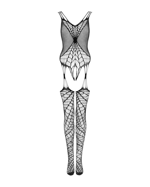 (SALE) Ажурний бодістокінг під павутину Obsessive Bodystocking G325 black S/M/L, чорний, комбінезон, імітац - Зображення 5