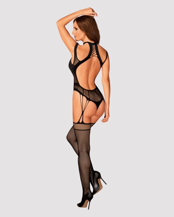 (SALE) Ажурний бодістокінг з отворами Obsessive Bodystocking G327 black S/M/L, чорний, комбінезон, з доступ - Зображення 4