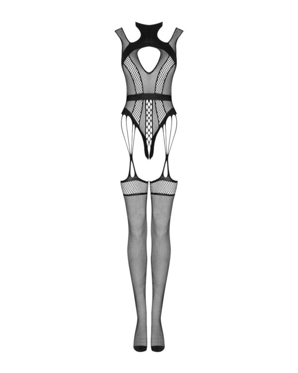 (SALE) Ажурний бодістокінг з отворами Obsessive Bodystocking G327 black S/M/L, чорний, комбінезон, з доступ - Зображення 5