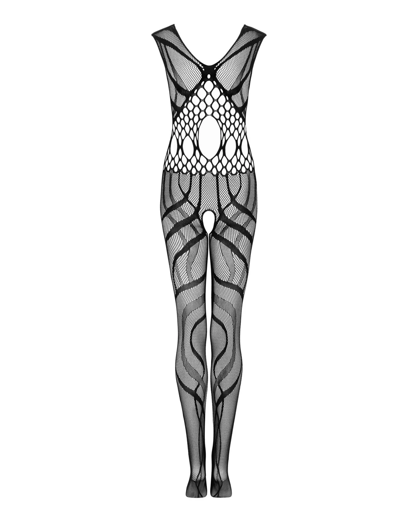 Сітчастий бодістокінг з вирізами та малюнком Obsessive Bodystocking G328 S/M/L, чорний, комбінезон - Зображення 6