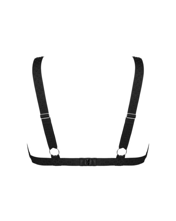 (SALE) Мереживний бюстгальтер із трикутною чашкою Obsessive Estiqua bra M/L, чорний, широкі лямки - Зображення 4