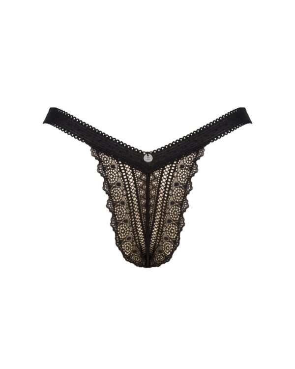(SALE) Мереживні трусики із заниженою талією Obsessive Estiqua panties M/L, чорні - Зображення 5