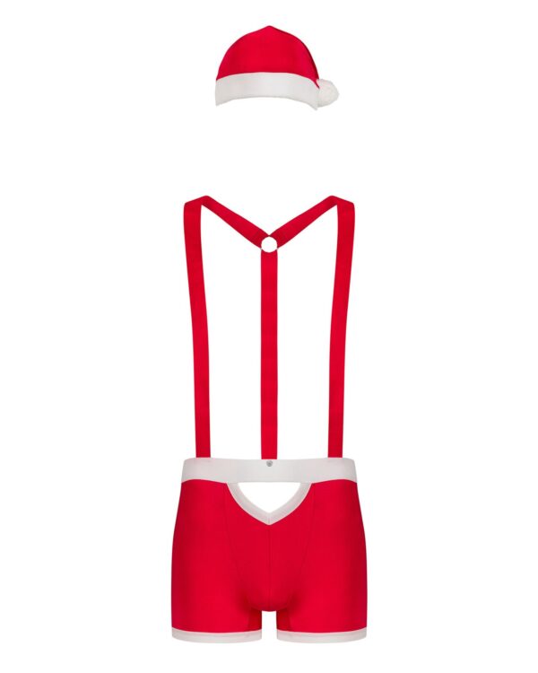 Чоловічий еротичний костюм Санта-Клауса Obsessive Mr Claus 2XL/3XL, боксери на підтяжках, шапочка з - Зображення 5