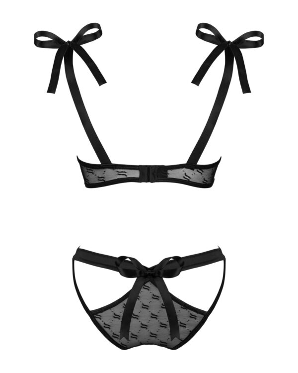 (SALE) Напівпрозорий еротичний комплект Obsessive Obsessivia 2-pcs set black S/M, бюстгальтер та трусики, а - Зображення 6