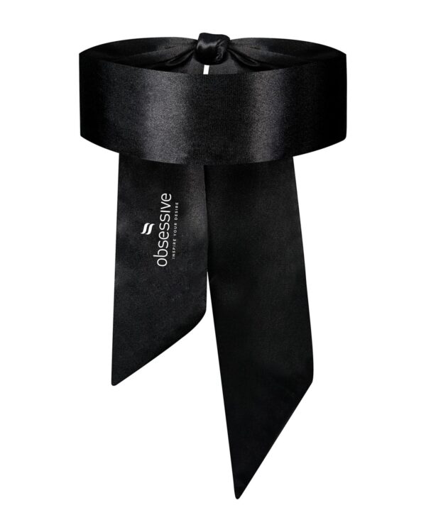 Атласна пов’язка маска Obsessive Blindfold black One size, чорна - Зображення 2