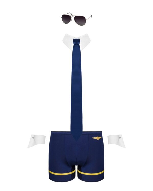 Еротичний костюм пілота Obsessive Pilotman set 2XL/3XL, боксери, манжети, комір з краваткою, окуляри - Зображення 5