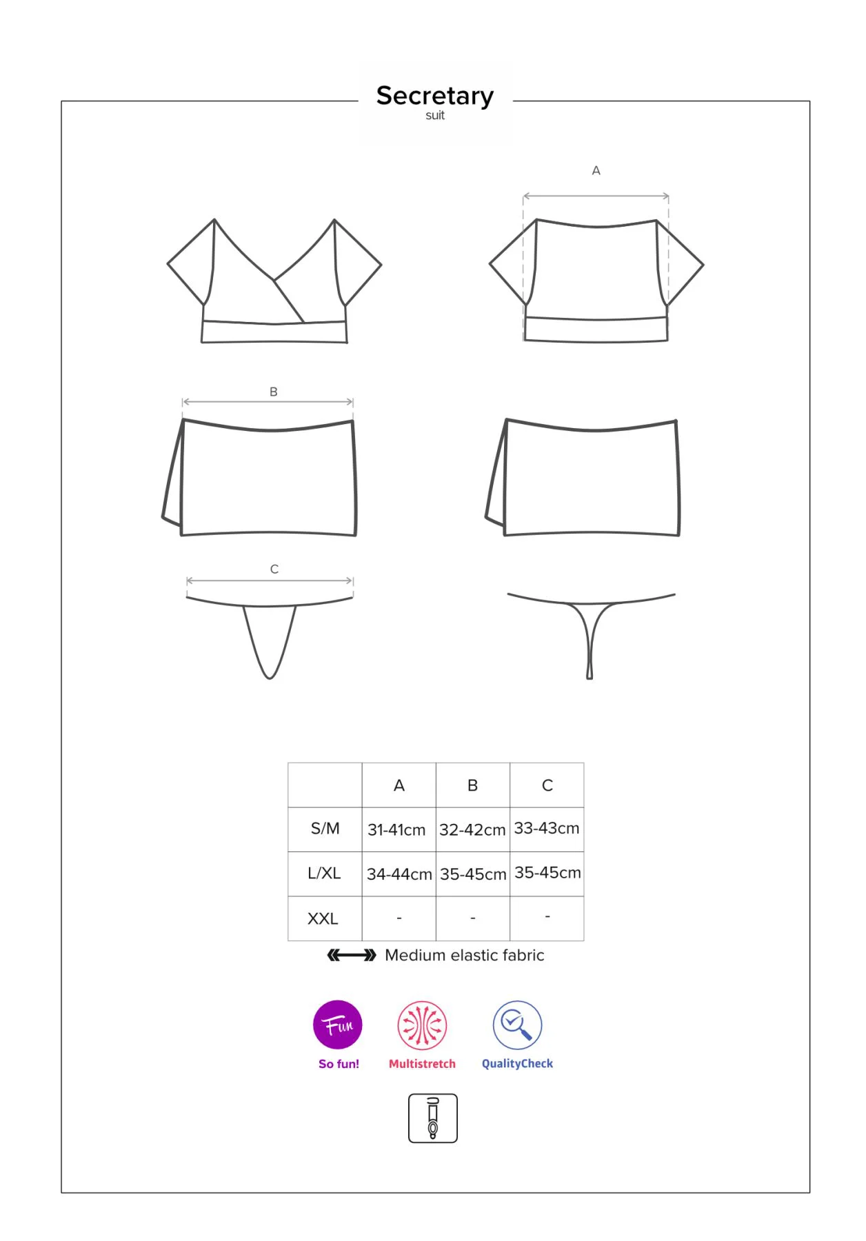 Еротичний костюм секретарки Obsessive Secretary suit 5pcs black L/XL, чорно-білий, топ, спідниця, ст - Зображення 7