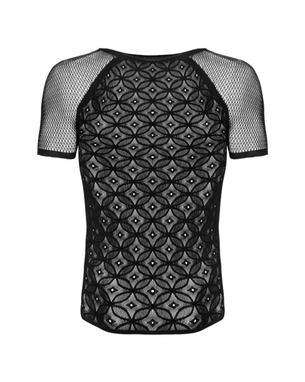Чоловіча напівпрозора футболка з орнаментом Obsessive T102 T-shirt S/M/L, чорна - Зображення 5